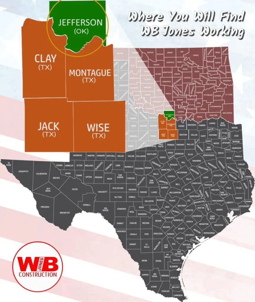 Where you will find WB Jones working with a circle around Jefferson County Oklahoma